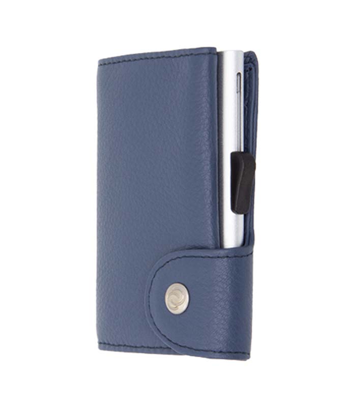 C SECURE Δερμάτινο πορτοφόλι - καρτοθήκη με προστασία RFID BLUE MARINO-GREYHOLDER WCH22054 Πορτοφόλια-Καρτοθήκες